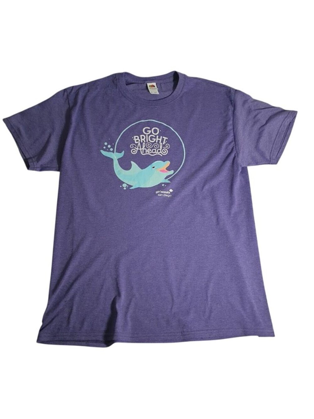 Go Bright Ahead Dolphin Graphic Tee Girl Scouts San Diego Purple T Shirt CA